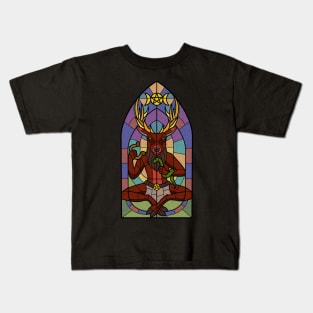 Horned God Stained Glass Kids T-Shirt